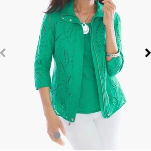 Chicos Eyelet Linen Jacket
